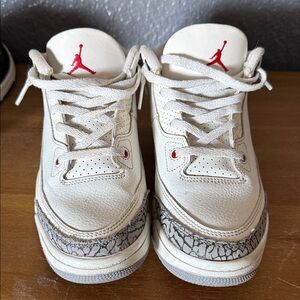 Jordan: Nike Kids Cream and Red Sneakers